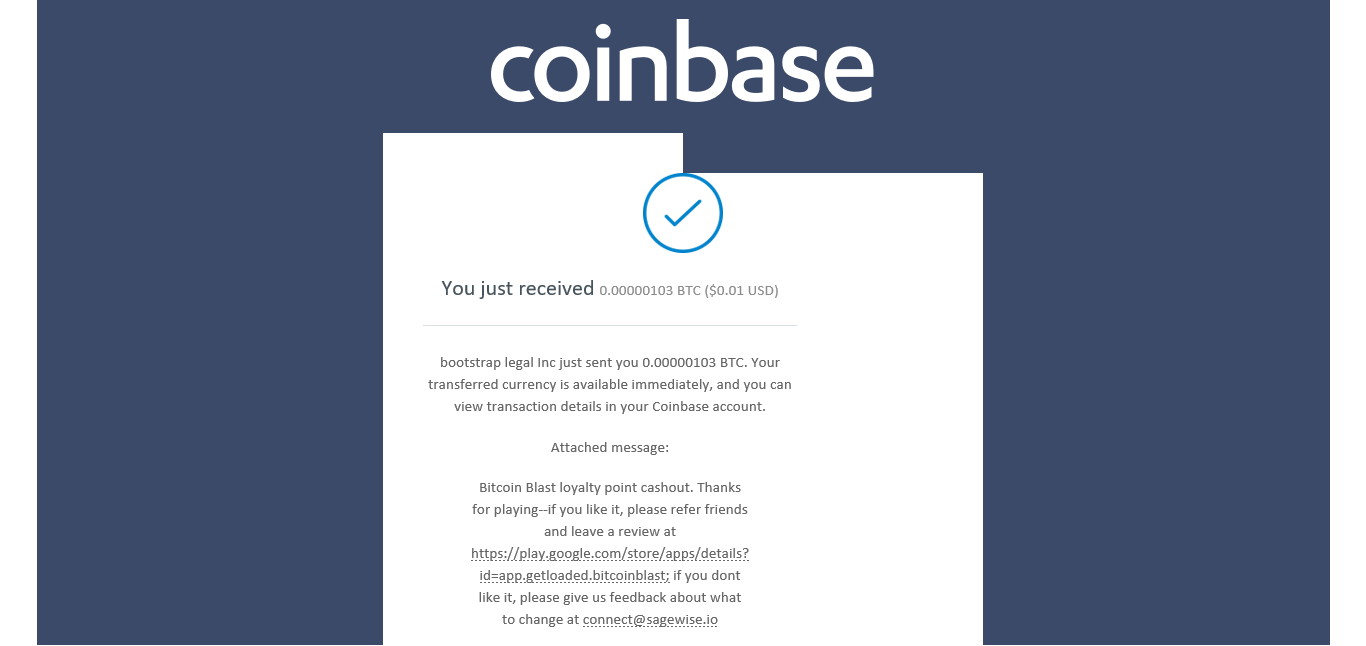 Payment confirmation from Bitcoin Blast