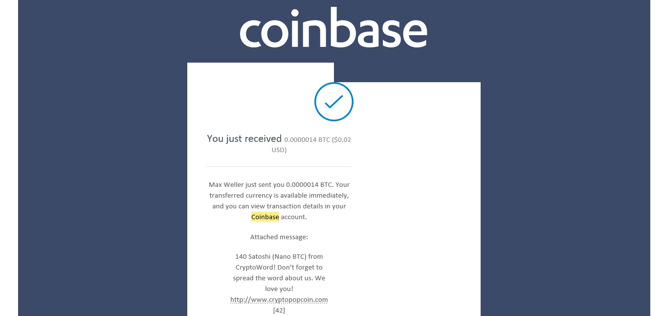 Coinbase CryptoWord Payout